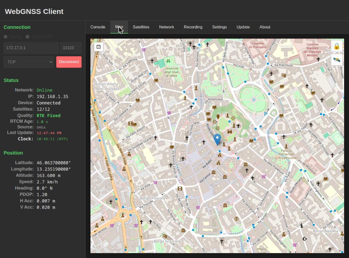 Mappa con posizione corrente